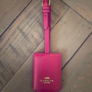 Brand new red leather coach luggage tag